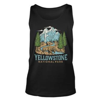 Yellowstone Us National Park Wolf Bison Bear Vintage Gift Unisex Tank Top - Seseable