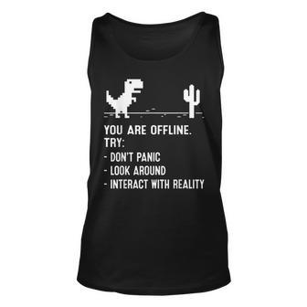 You Are Offline Funny Low Resolution Pixel Dinosaur Graphic Unisex Tank Top - Seseable
