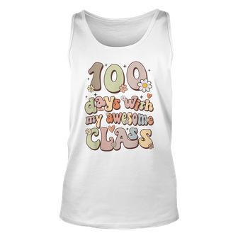 100 Days With My Awesome Class Retro Teacher Women Girls Unisex Tank Top - Seseable