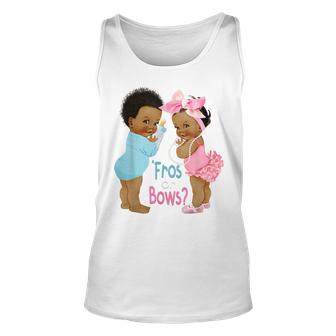 Cute Fros Or Bows Gender Reveal Baby Shower  Unisex Tank Top