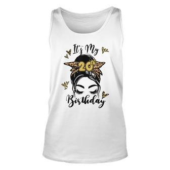 20Th Birthday Decorations Girl Messy Bun 20 Years Old Bday Unisex Tank Top | Mazezy