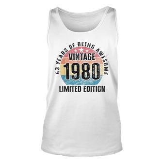43 Years Of Being Awesome Vintage 1980 Limited Edition Unisex Tank Top - Seseable