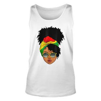 Afro Woman Headscarf Nubian Melanin Popping Black History Unisex Tank Top - Seseable