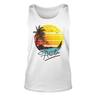 Aruba Retro Summer Tropical Beach Retro Vintage Vacation Unisex Tank Top | Mazezy