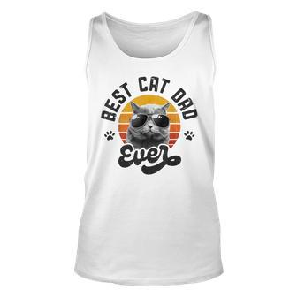 Best Cat Dad Ever Funny Daddy Fathers Day Retro Vintage Men Unisex Tank Top - Seseable