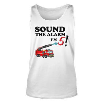 Birthday 5 Year Old Fire Fighter Truck | 5Th Bday Unisex Tank Top - Seseable