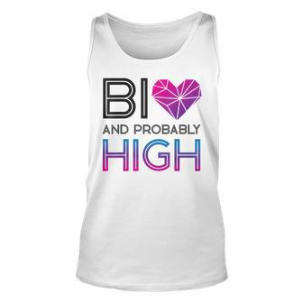 Bisexual Bi Pride Flag Bi And Probably High Unisex Tank Top | Mazezy
