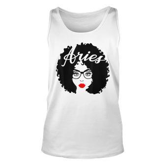 Black Queen Birthday Gifts Red Lips Afro Diva Aries Zodiac Unisex Tank Top | Mazezy