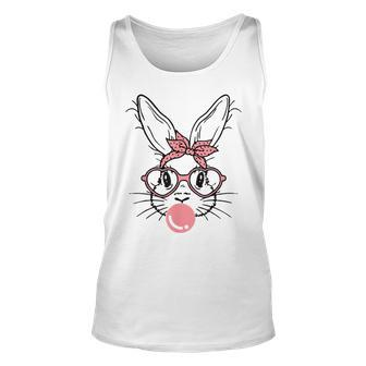 Bunny Face With Pink Sunglasses Bandana Happy Easter Day Unisex Tank Top | Mazezy