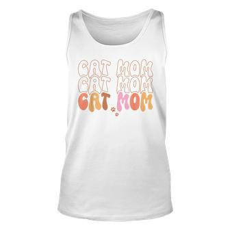 Cat Mom Retro Groovy Cats Adoption Mothers Day Unisex Tank Top | Mazezy