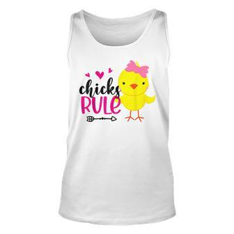 Chicks Rule Cute Chicken Bow Tie Eggs Easter Day Kids Tank Top | Mazezy