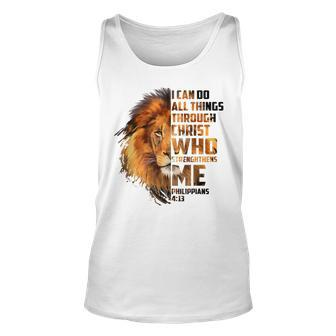Christian I Can Do All Things Through Christ Lion Graphic Unisex Tank Top - Seseable