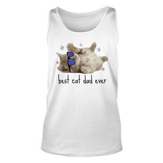 Cool Best Cat Dad Ever Sunglasses Funny Daddy Papa Present Unisex Tank Top | Mazezy
