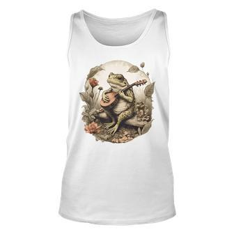 Cottagecore Aesthetic Frog Playing Banjo Instrument Vintage Tank Top | Mazezy