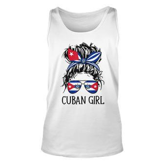 Cuban Girl Messy Hair Cuba Flag Coat Of Arms Unisex Tank Top | Mazezy