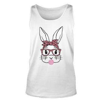 Cute Bunny Rabbit Face Leopard Glasses Girl Happy Easter Day Tank Top | Mazezy