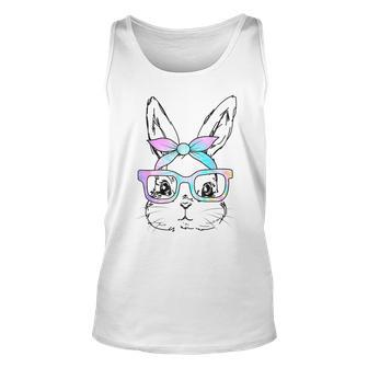 Cute Bunny Rabbit Face Tie Dye Glasses Girl Happy Easter Day Tank Top | Mazezy