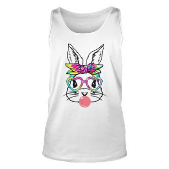 Cute Bunny With Bandana Heart Glasses Happy Easter Day Unisex Tank Top - Seseable