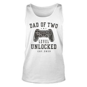 Mens Dad Of Two Level Unlocked 2023 Promoted To Daddy Again Tank Top | Mazezy AU