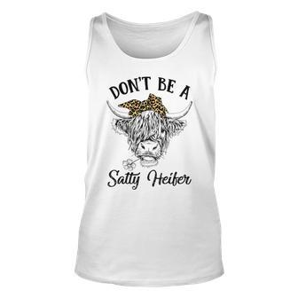Dont Be A Salty Heifer Vintage Cow Leopard Bandana Cowgirl Unisex Tank Top - Seseable