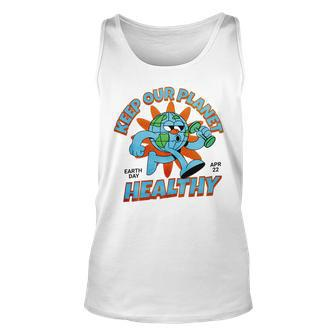 Earth Day Apr 22 Keep Our Planet Healthy Retro Character Unisex Tank Top | Mazezy