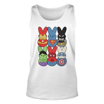 Easter Peeps Superheroes Movie Characters Bunny Unisex Tank Top | Mazezy