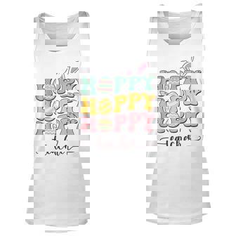 Easter Teacher Bunny Happy Easter Egg Retro Girl Women Unisex Tank Top - Thegiftio UK
