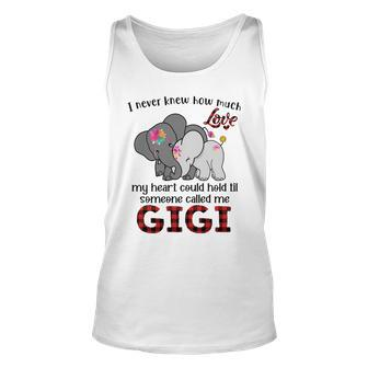 Elephant Mom I Never Knew How Much My Heart Could Hold Til Someone Called Me Gigi Men Women Tank Top Graphic Print Unisex - Thegiftio UK
