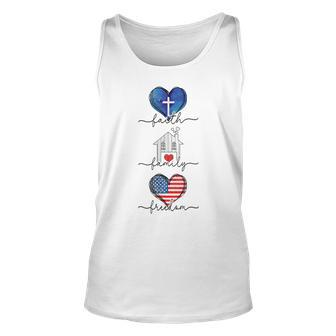 Faith Family Freedom Hearts - 4Th Of July Patriotic Flag Unisex Tank Top | Mazezy AU