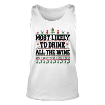 Familien-Weihnachts-Unisex TankTop: Wer trinkt den Wein? Lustiges Design - Seseable