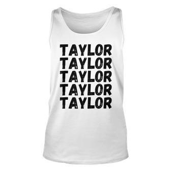 First Name Taylor - Funny Modern Repeated Text Retro Unisex Tank Top | Mazezy