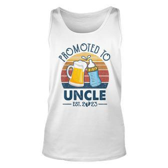 First Time Uncle Promoted To Uncle 2023 Fathers Day Vintage Unisex Tank Top - Thegiftio UK
