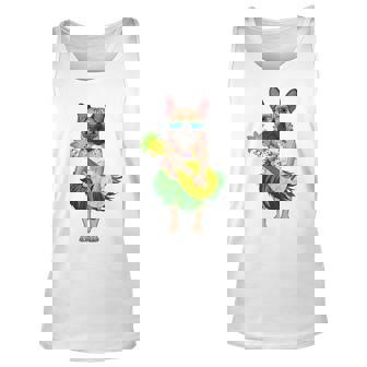 Funny Hawaiian French Bulldog Dog Pineapple Ukulele Summer Unisex Tank Top - Thegiftio UK