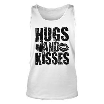 Funny Hugs And Kisses Heart Lips Valentines Day Unisex Tank Top - Seseable