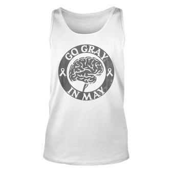 Go Gray In May Brain Cancer Tumor Awareness Wear Gray Ribbon Tank Top | Mazezy