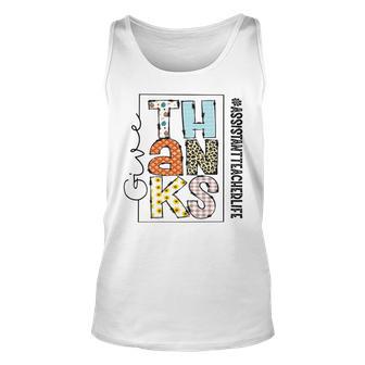 Happy Hallothanksmas Assistant Teacher Life Thanksgiving Unisex Tank Top - Thegiftio UK