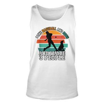 I Like Baseball And Dogs And Maybe 3 People Retro Dog Lover Unisex Tank Top - Seseable