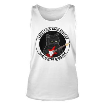 I Like Cats And Guitar And Maybe 3 People Cat Plays Guitar Unisex Tank Top - Seseable