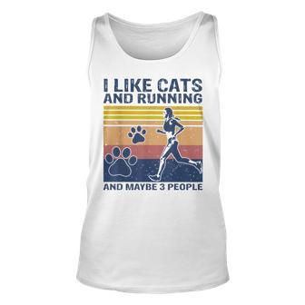 I Like Cats And Running And Maybe 3 People Vintage Unisex Tank Top - Seseable