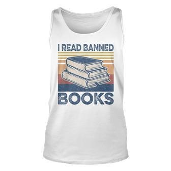 I Read Banned Books Week Librarian Freedom Reader Nerd Men Unisex Tank Top | Mazezy