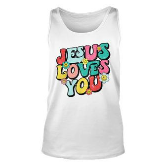Jesus Loves You Retro Vintage Groovy Style Men Womens Unisex Tank Top | Mazezy
