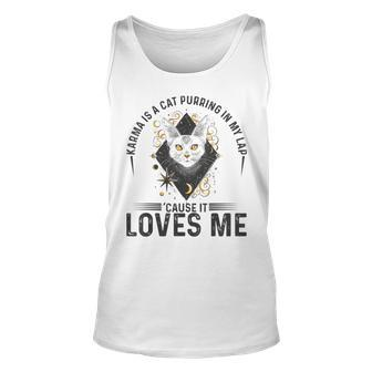 Karma Is A Cat Purring In My Lap Tarot Card Abyssinian Cat Unisex Tank Top | Mazezy