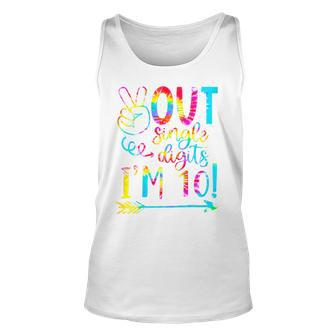 Kids 10Th Birthday Girl Peace Out Single Digits Im 10 Years Old Unisex Tank Top - Thegiftio UK