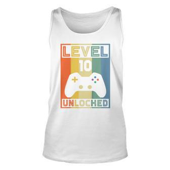 Kids Level 10 Unlocked Video Gamer 10Th Birthday Gaming Gift Unisex Tank Top - Thegiftio UK