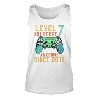 Kids Level 7 Unlocked 7Th Birthday 7 Year Old Boy Gamer Tank Top | Mazezy