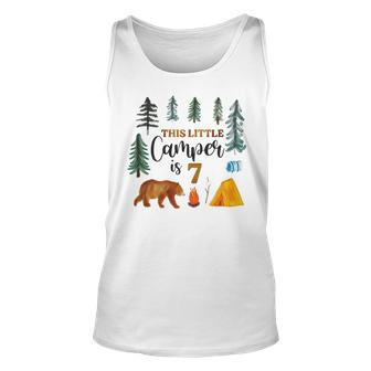 Kids This Little Camper Is 7 Camp Lover 7Th Camping Birthday Unisex Tank Top - Thegiftio UK