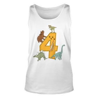 Kinder Geburtstags 4 Jahre Junge Dinosaurier Dino Tank Top - Seseable