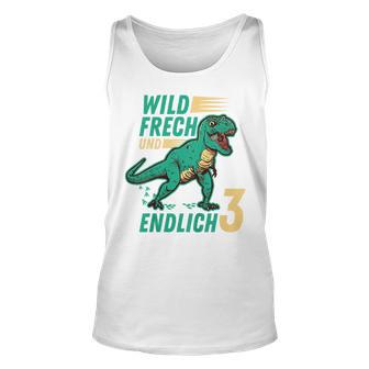 Kindergeburtstag Dino Unisex TankTop - Wild, Frech & 3 Jahre Alt - Seseable