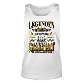 Legenden September 1978 Geboren Unisex TankTop, 45. Geburtstag Lustig - Seseable