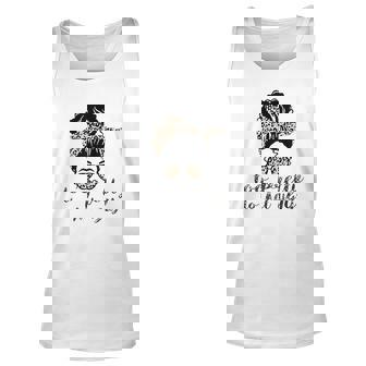 Leopard Messy Hair Bun Sunglasses Too Pretty To Act Ugly Men Women Tank Top Graphic Print Unisex - Thegiftio
